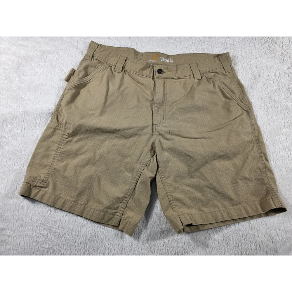 Carhartt Work Shorts Mens 38x9 Utility Relaxed Fit Force Ripstop Tan